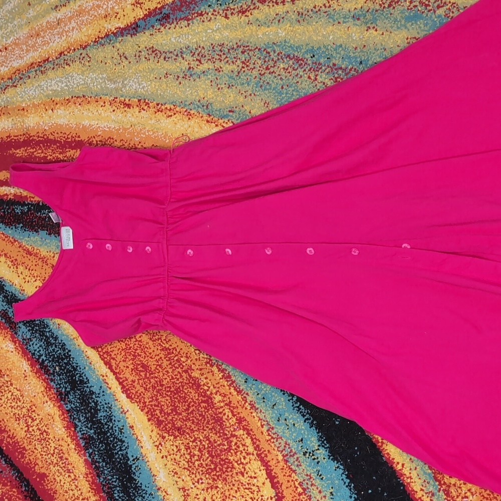 Nordstrom Fuchsia Button-Front Maxi Dress